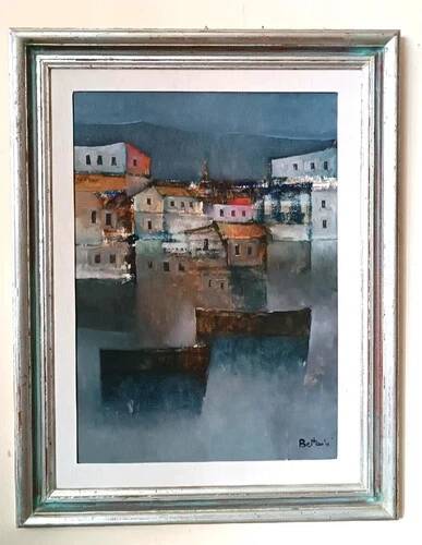 Oil painting on canvas of the sea by Lido Bettarini