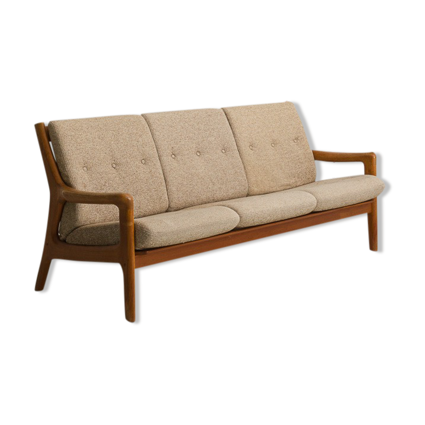 Banquette, canapé danois en teck 3 places par Gustav Thams, pour Uldum Mobelfabrik, 1960