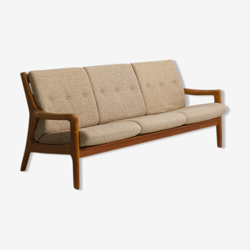 Bench, Danish teak sofa 3 places by Gustav Thams, for Uldum Mobelfabrik, 1960