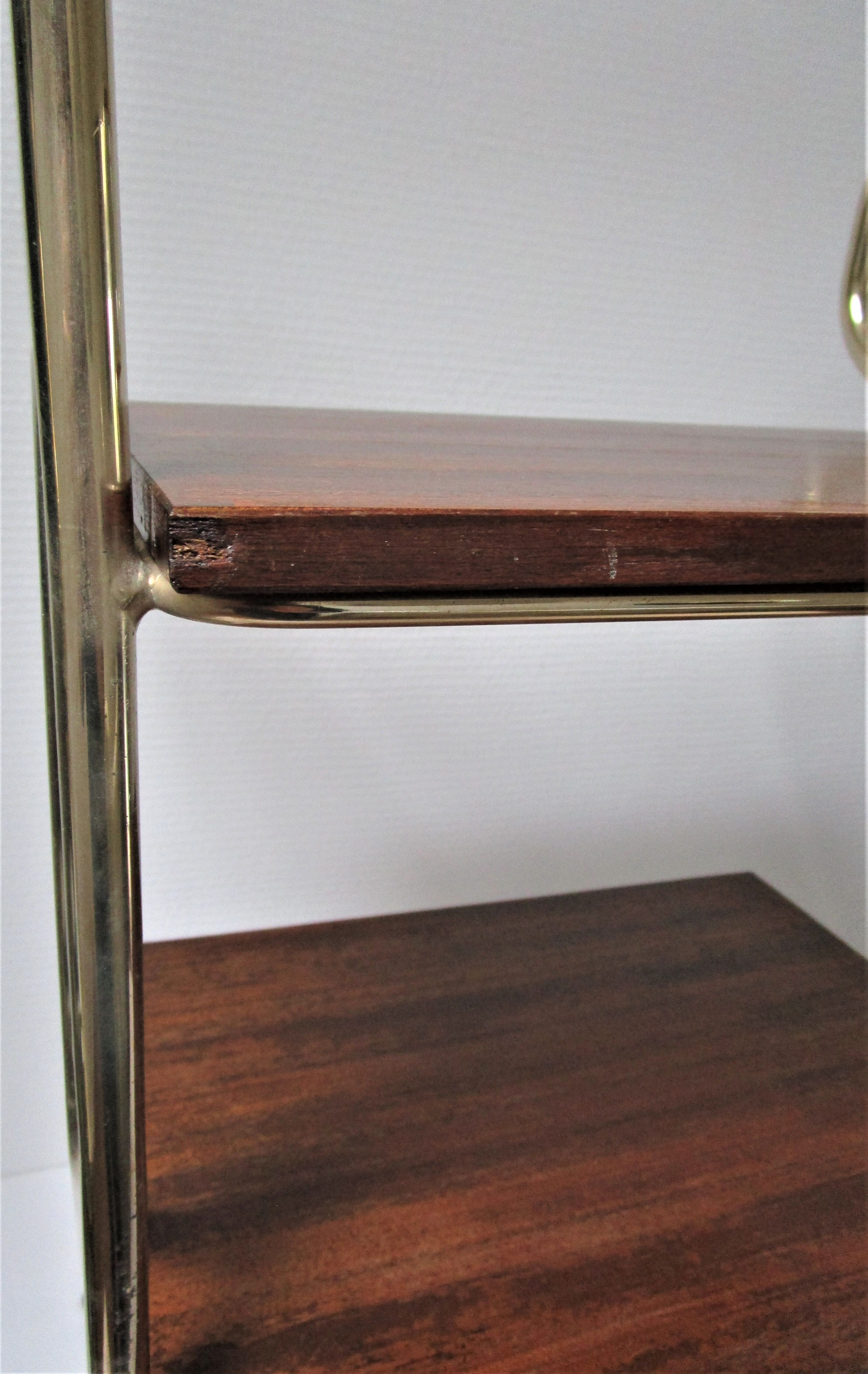 Bedside design in wood and gold metal 50s/60s