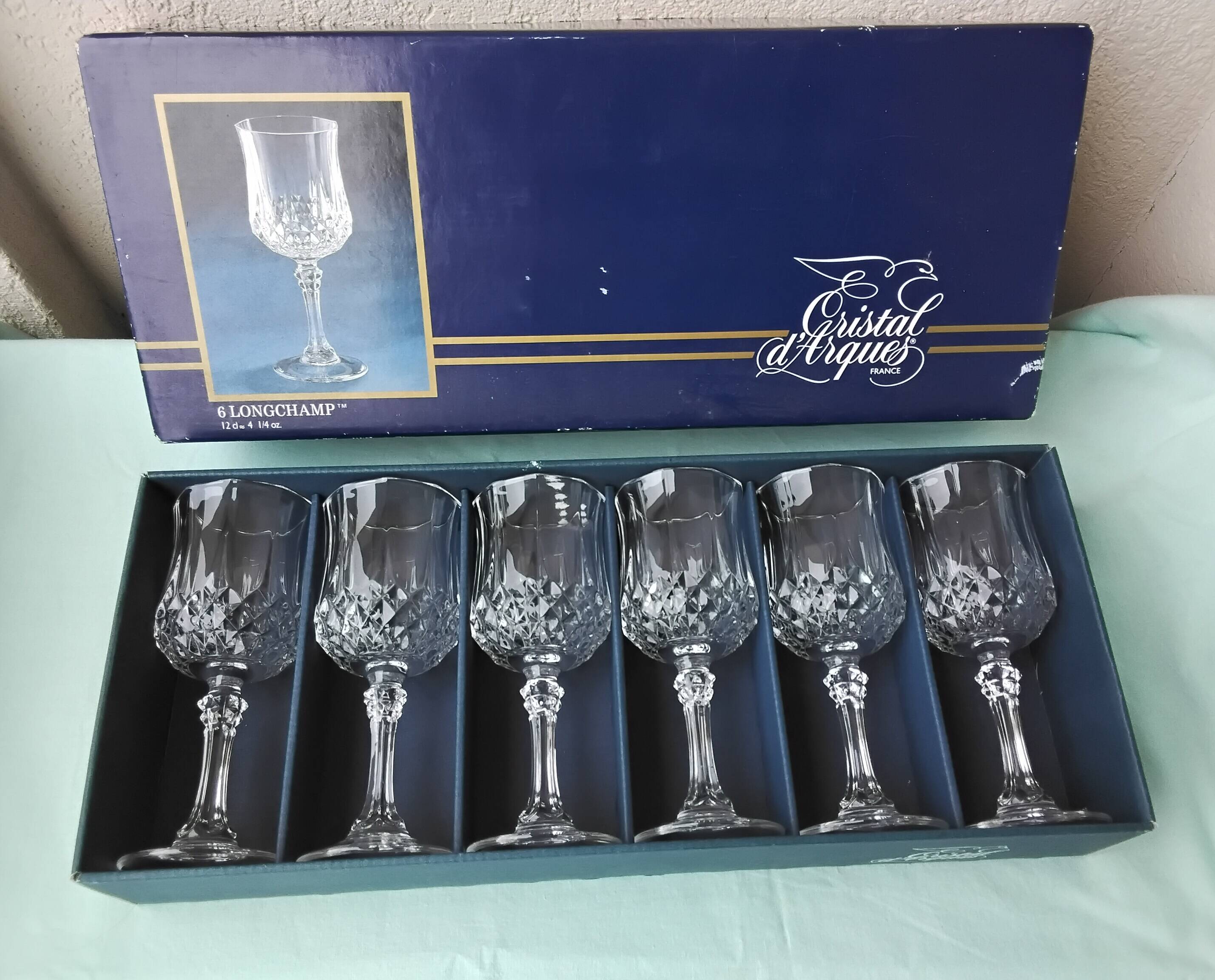 6 crystal stem glasses