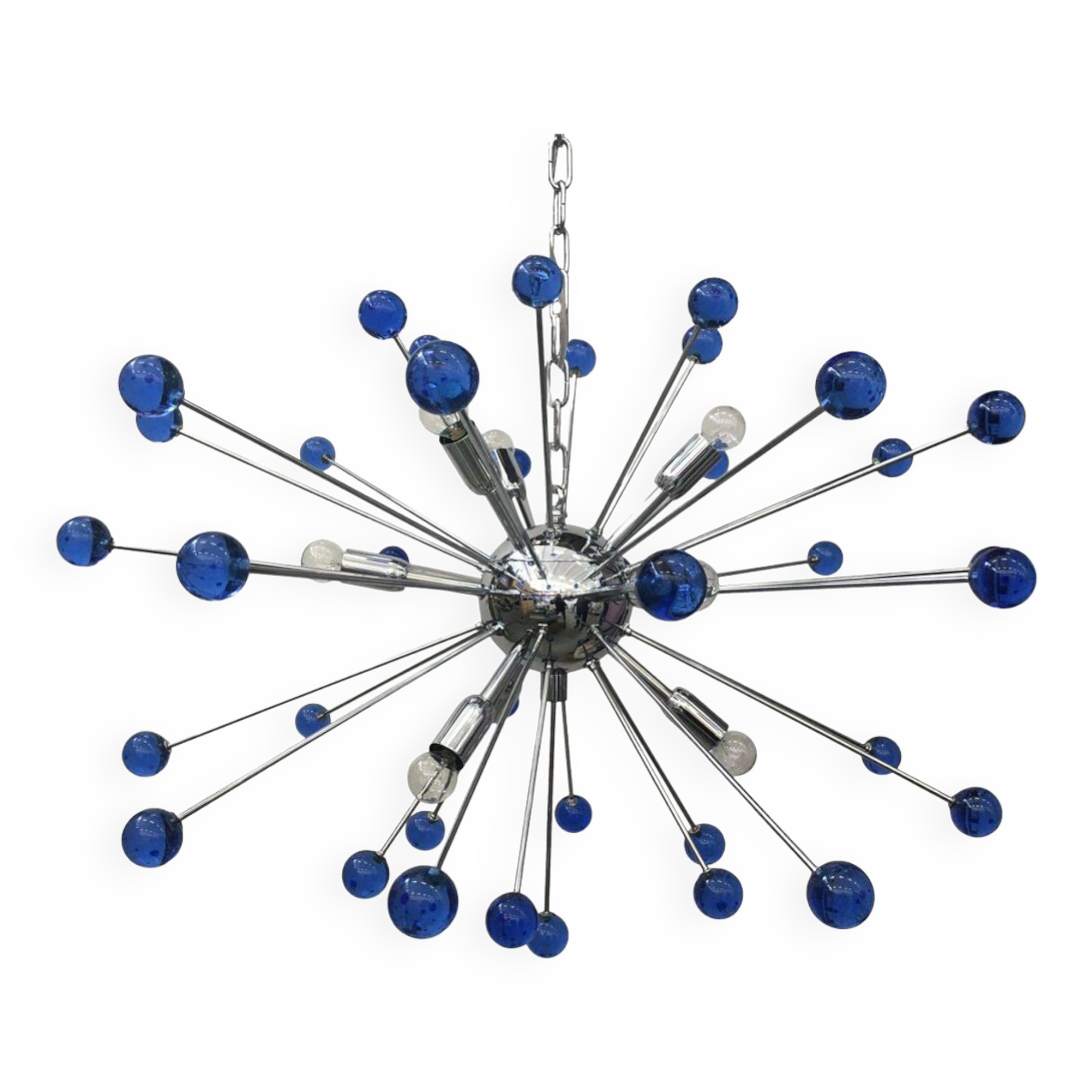 Blue “star” murano glass oval sputnik chandelier