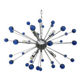 Lustre ovale spoutnik en verre de murano bleu « étoile »