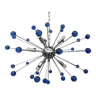 Lustre ovale spoutnik en verre de murano bleu « étoile »