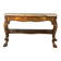 Golden wooden console, four legs adorned with sea monsters, purple breccia marble, around 1900.