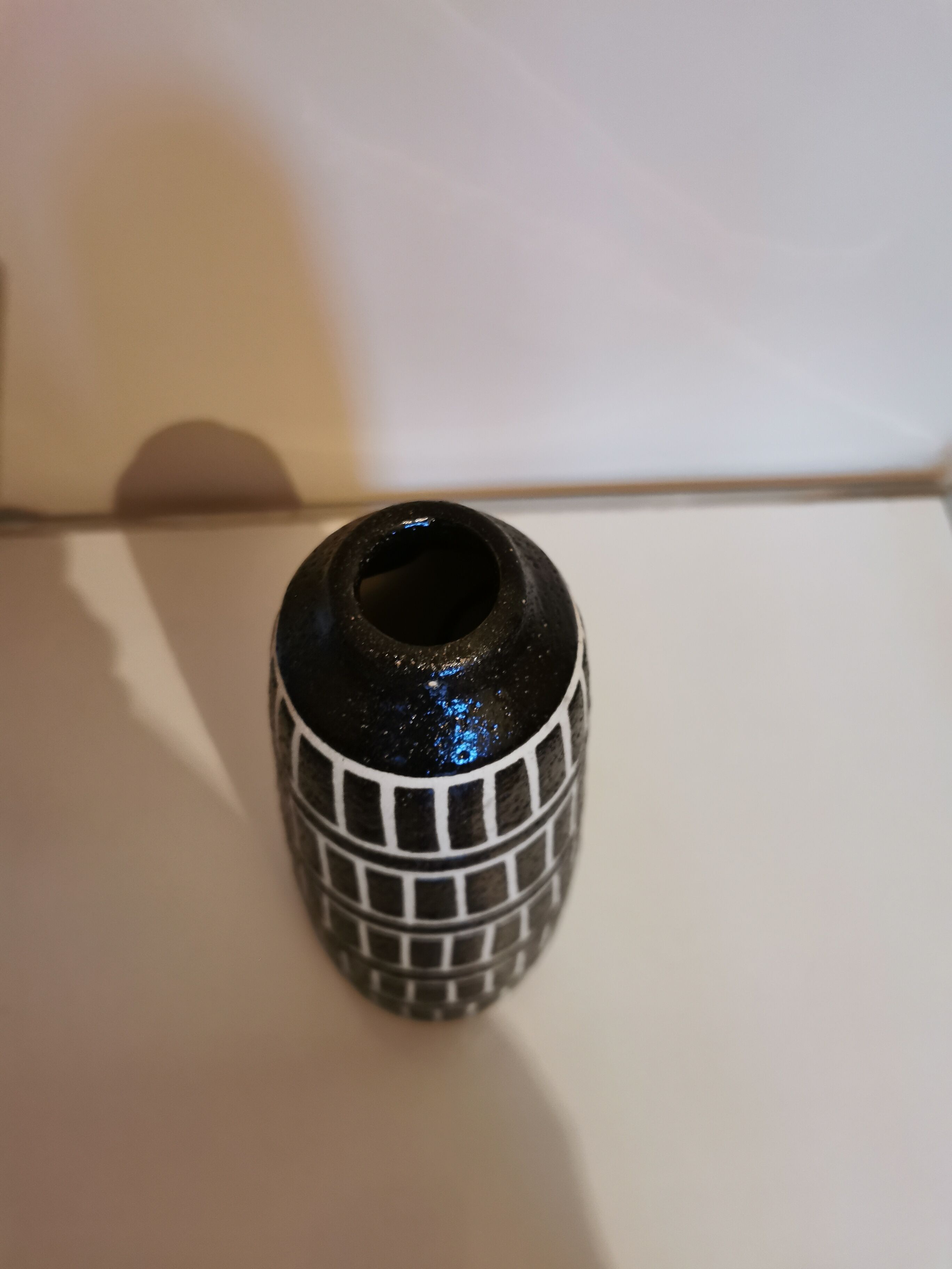 Vintage black and white ceramic vase