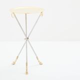 Brass steel pedestal table with removable top signed Alberto Orlandi 1970