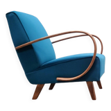 1930 Jindrich Halabala Bentwood Armchair in Teal Velvet