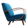 1930 Jindrich Halabala Bentwood Armchair in Teal Velvet