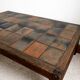 Table basse herbier en terre-cuite style Garnier, vers 1960