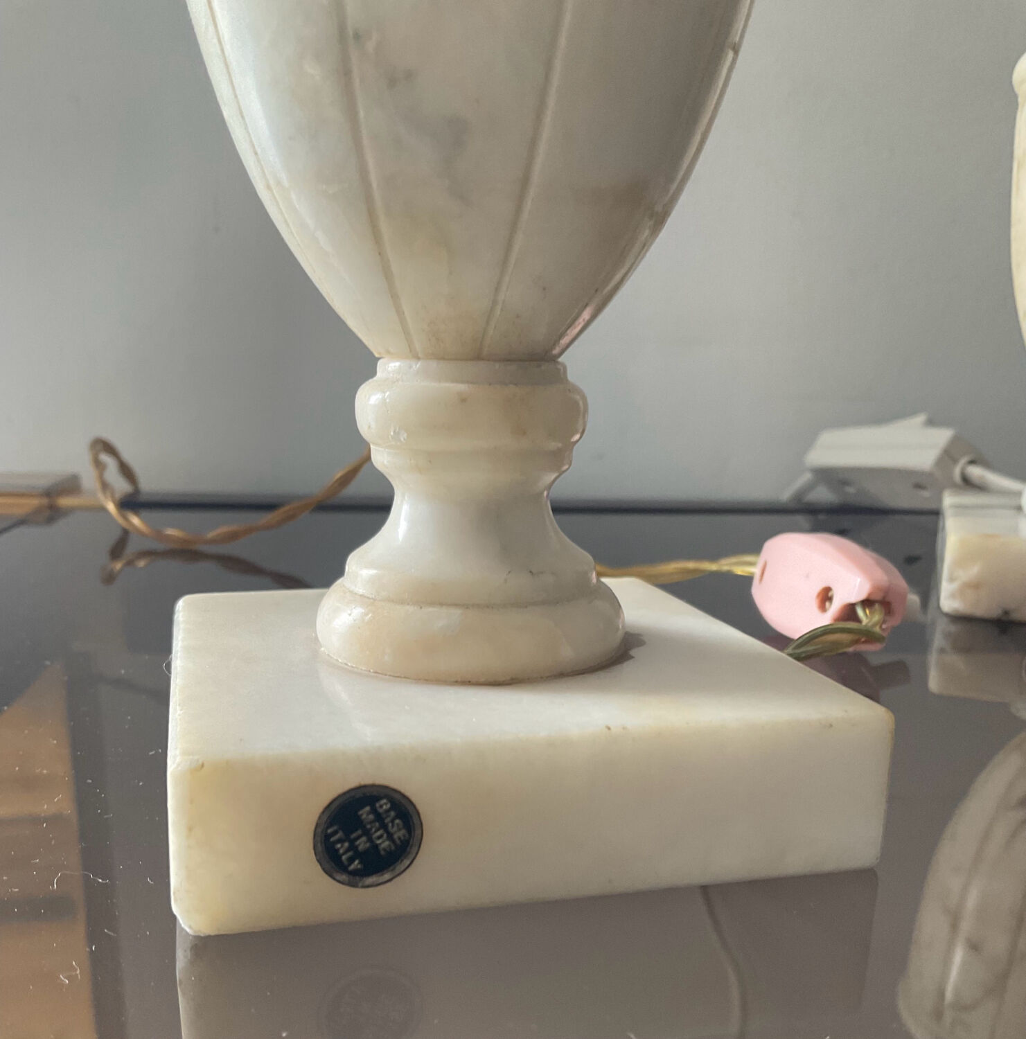 Pair of marble lamp bases from the 1950s.