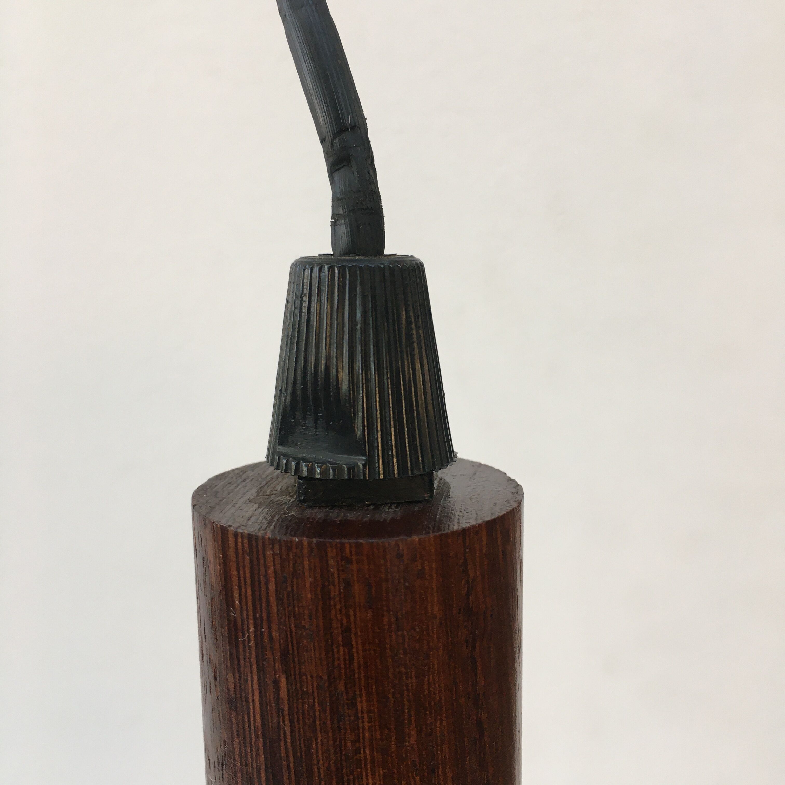 Scandinavian pendant lamp in molded glass and teak