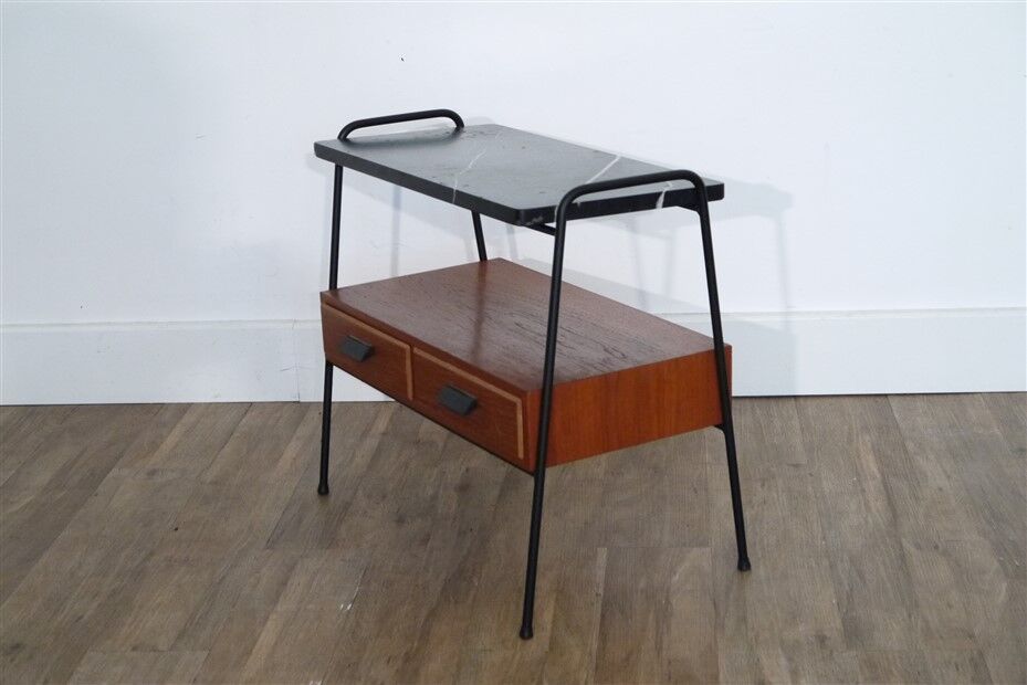 Vintage Scandinavian console in teak and marble 1960