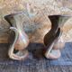 Pair of Beige Ceramic Soliflore Vases Vintage France #D889
