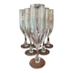 6 antique cut and engraved crystal champagne flutes