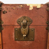 Old travel trunk cardboard, fabric and leather