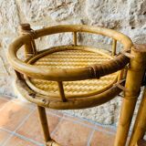 Vintage folding plant holder in bamboo and rattan, circa 1970's
