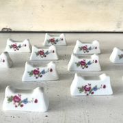 French Porcelain Knife Rests Set of 12 Floral Table Knife Holders