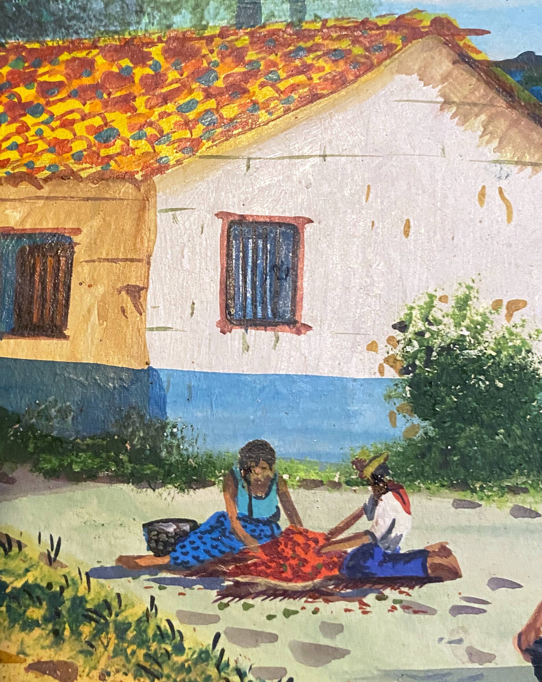 Painting "The coffee harvest" South America signed D. Ramirez