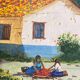Painting "The coffee harvest" South America signed D. Ramirez