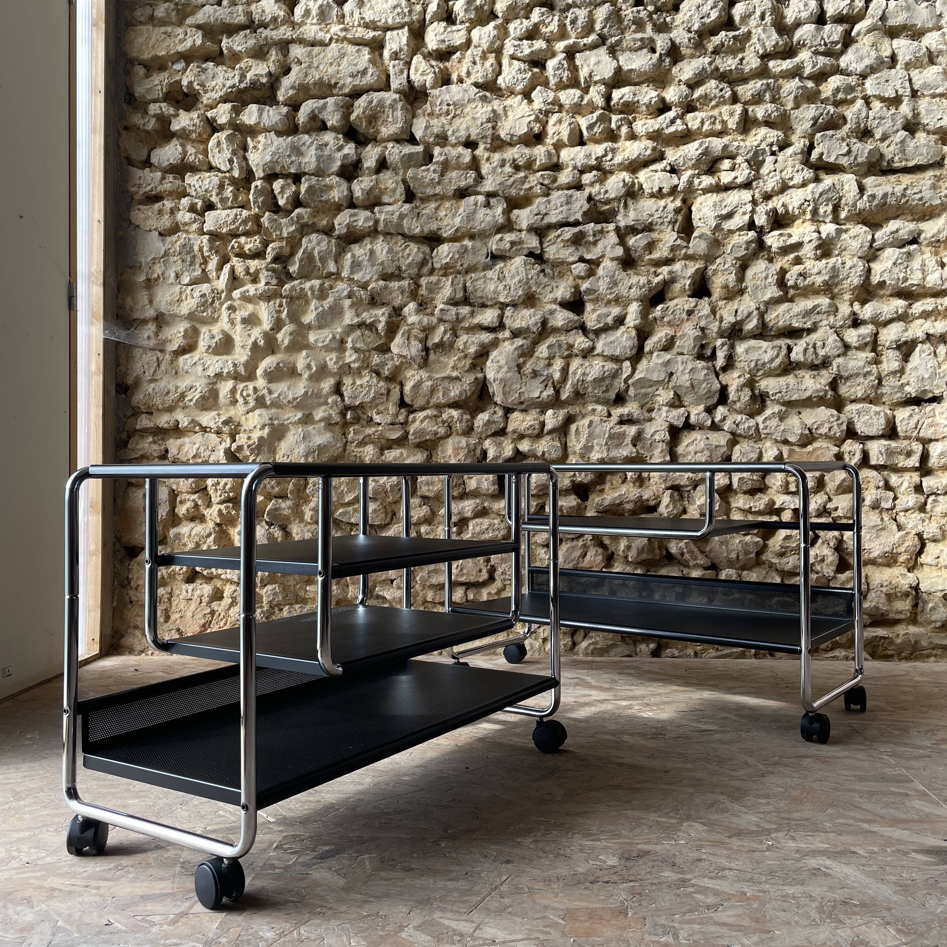 Occasional furniture / hi-fi furniture on chrome metal wheels – Habitat