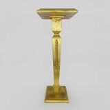 Console, pedestal table, side table in gilded wood with beveled mirror top. Ann