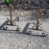 Pair of wrought iron andirons