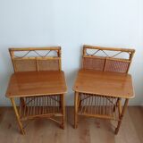 Vintage bamboo bedside pair