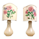 Pair of Murano Glass Table Lamps by Gino Cenedese with Floral Lampshades