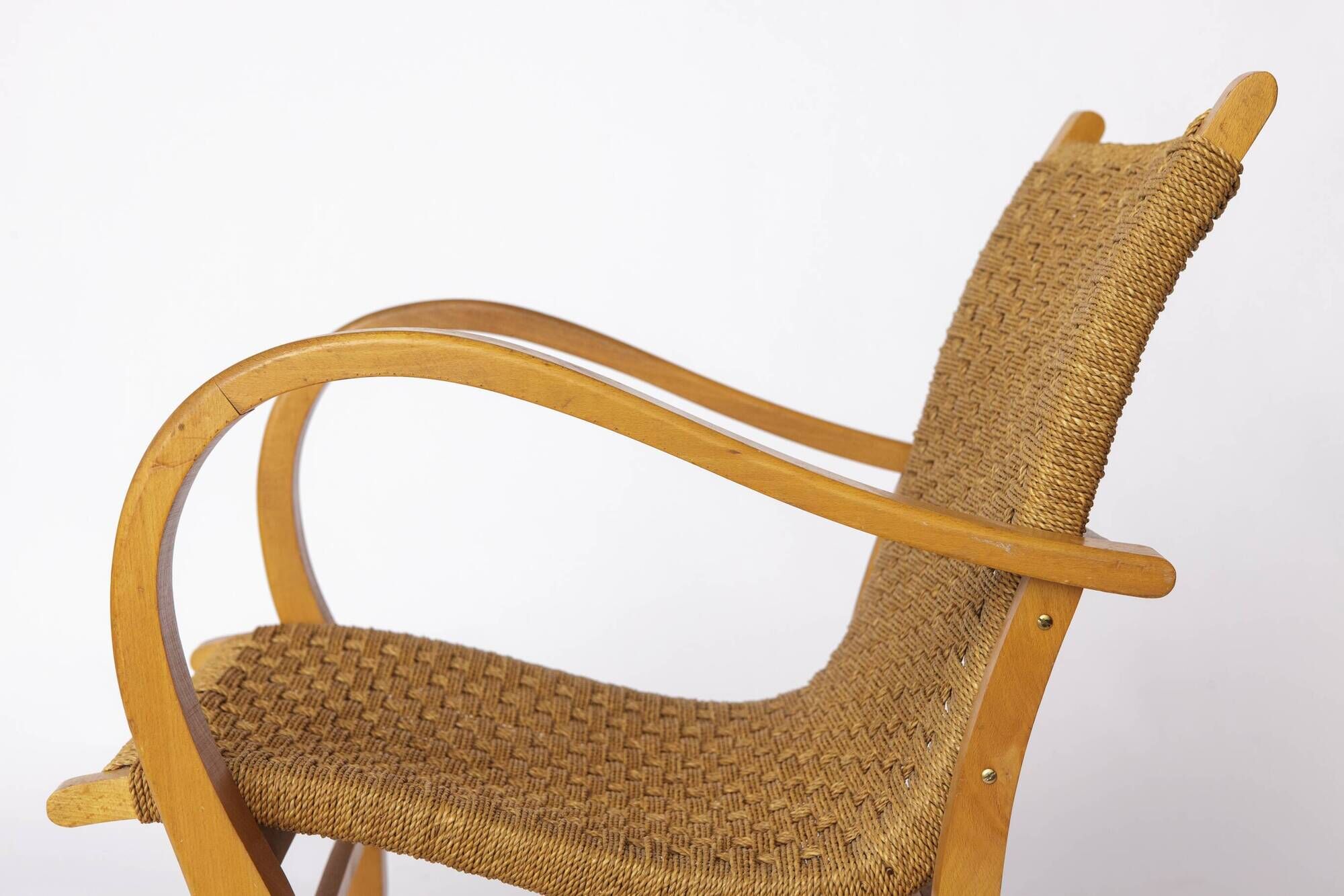 Erich Dieckmann Bauhaus Armchair – 1950s Beechwood & Paper Cord, Germany