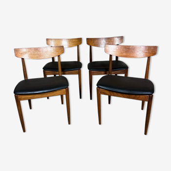 Chairs (set of 4) vintage 1960 Italian Casala in teak and skaï