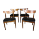 Chairs (set of 4) vintage 1960 Italian Casala in teak and skaï