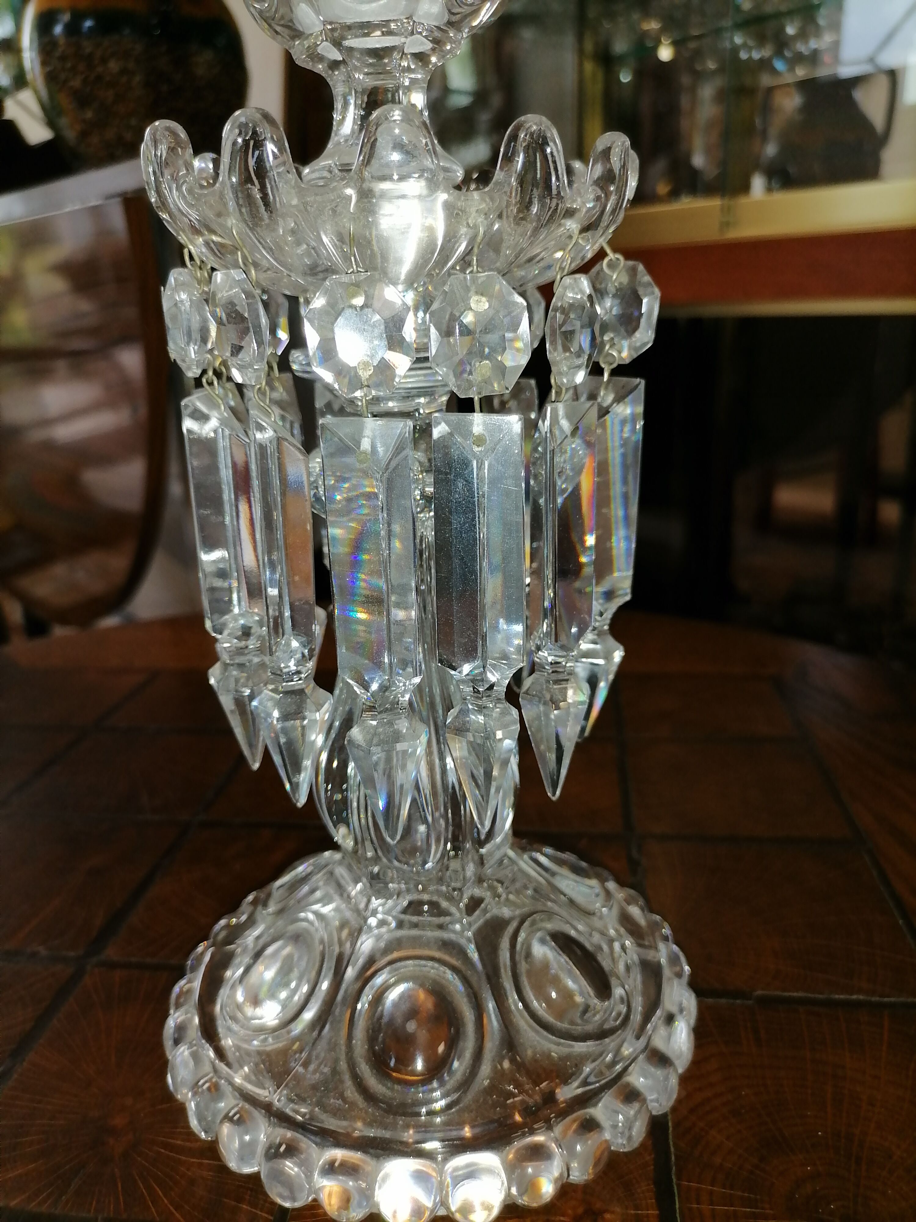 Chandelier verre et pampille de cristal