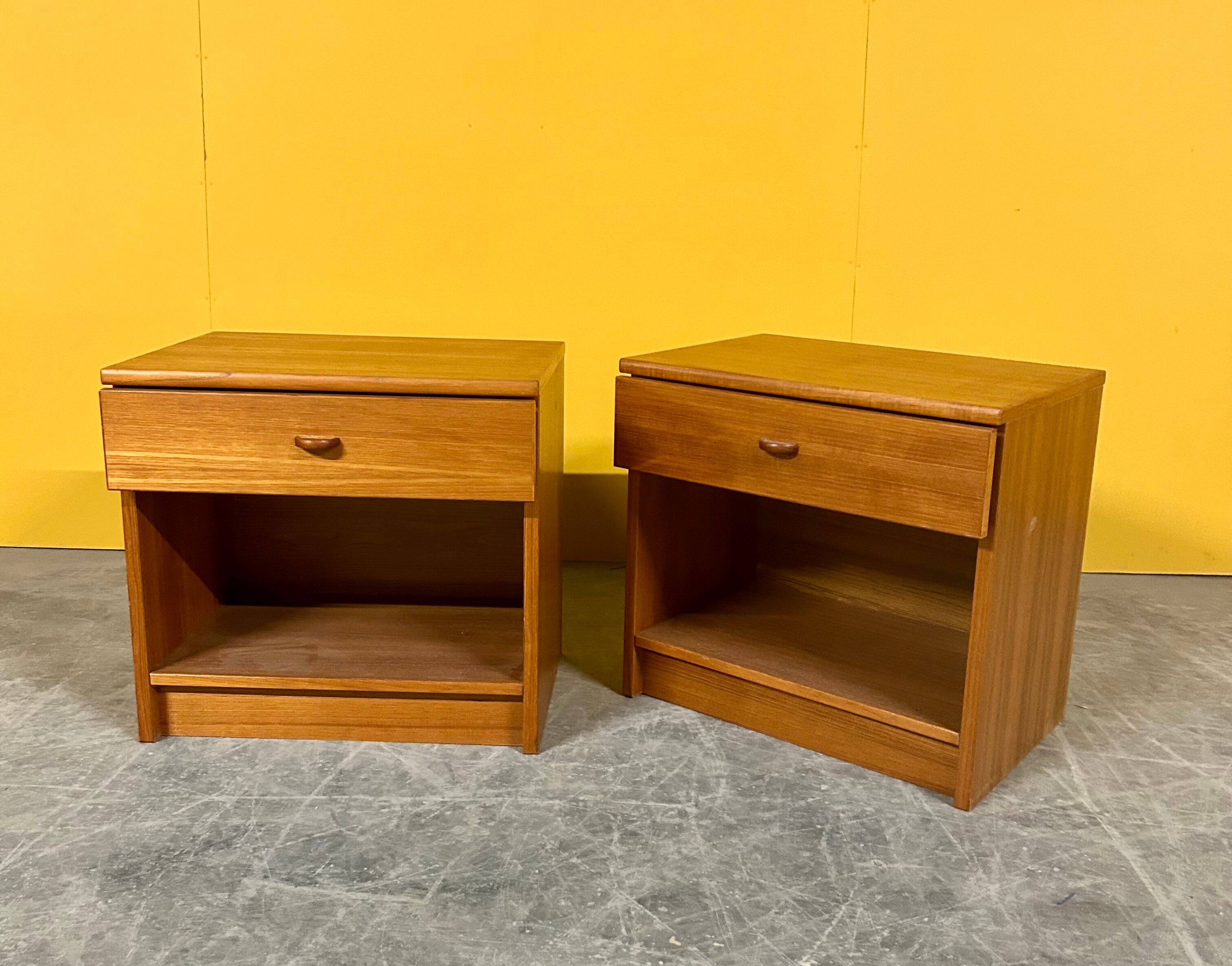 Pair of Danish mid-century teak bedside tables 1960s