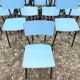 Set of 12 blue formica chairs