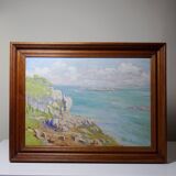 Large seascape cliffs oil on panel framed Paul RUBEN (1882-19