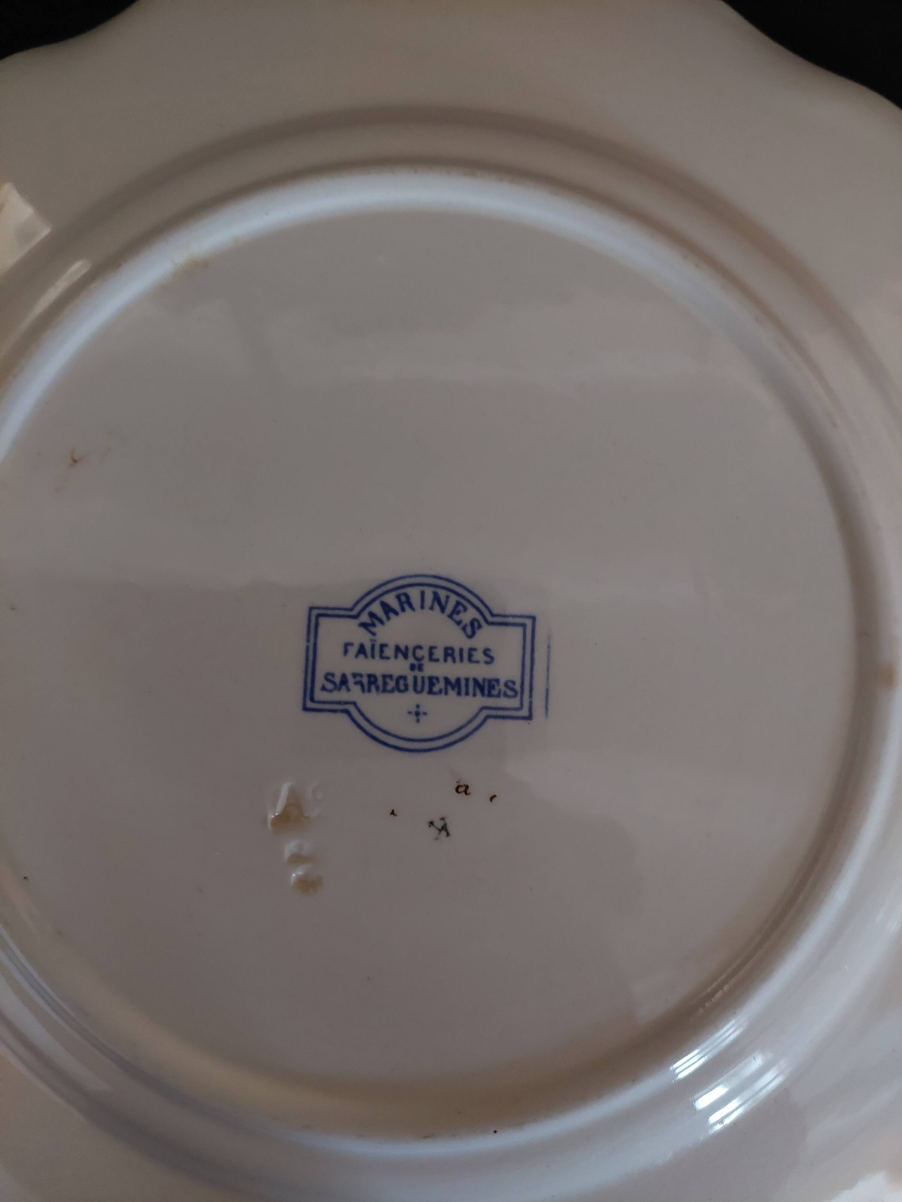 Sarreguemines earthenware plate with Marine decor late 19th century early 20th century