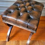 Chesterfield-style leather stool