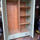 Antique painted green wooden wardrobe