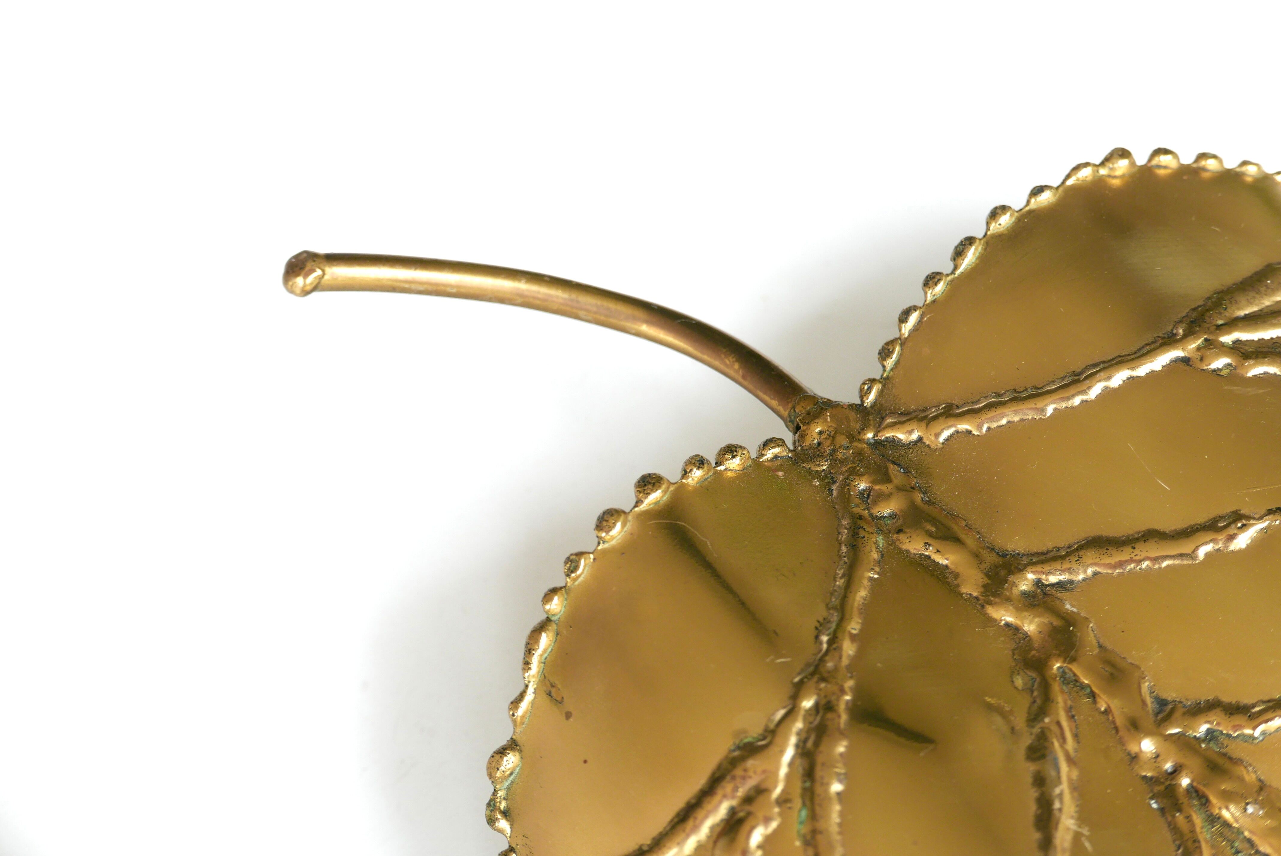 Pair of brass "leaf" wall lamps, 70s