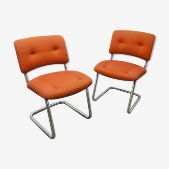 Paire de chaises Strafor Steelcase orange 70