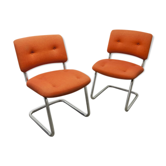 Pair of chairs Steelcase Strafor orange 70s