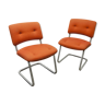 Pair of chairs Steelcase Strafor orange 70s