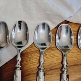 Set of 6 silver-plated fleur-de-lys dessert spoons