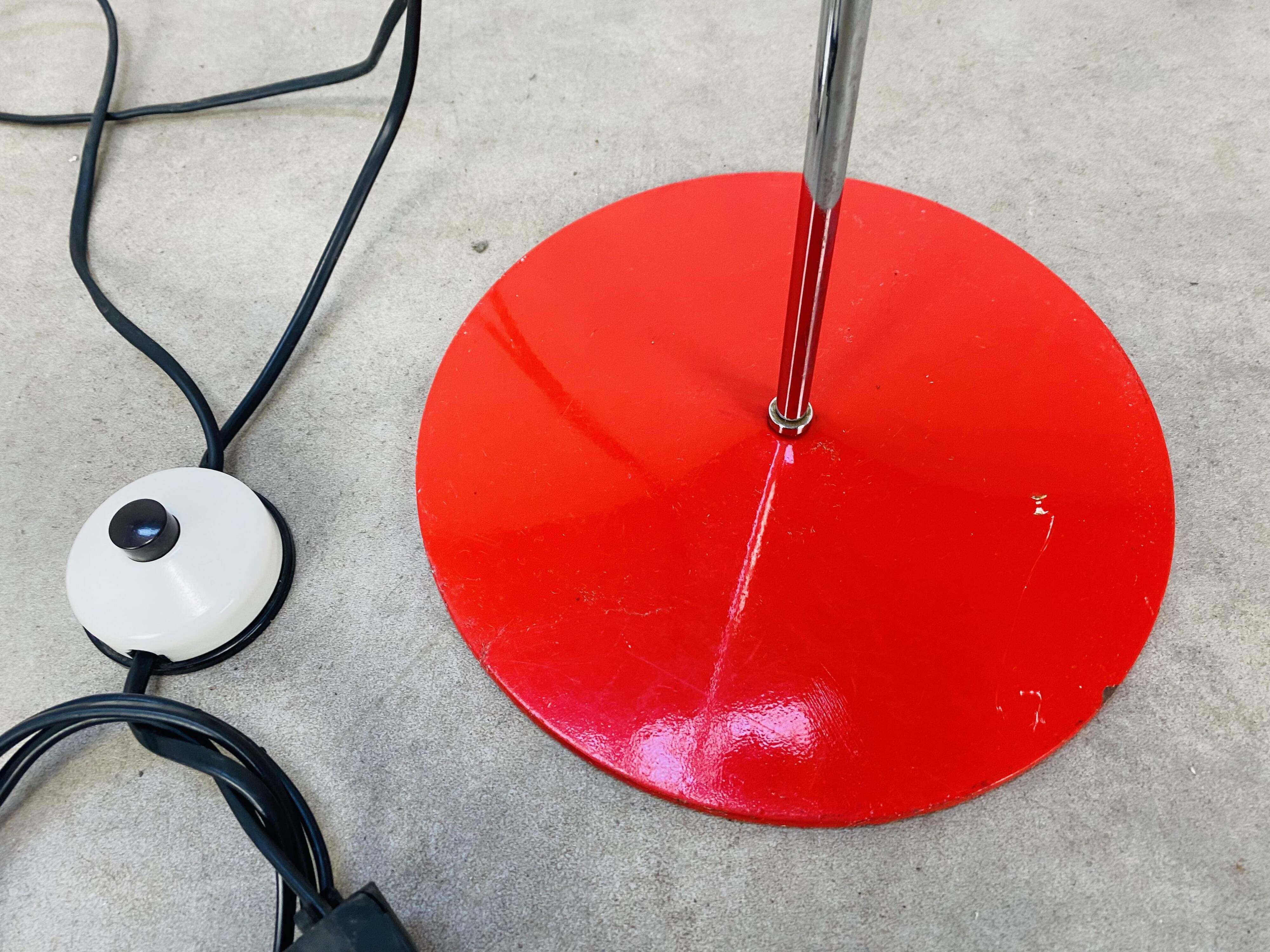 Floor lamp 2 spots red chrome stem SCE 1970