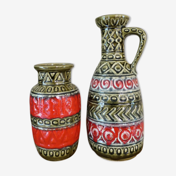 Paire de vases assortis Bay Germany 1960-70 's