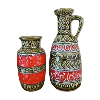 Paire de vases assortis Bay Germany 1960-70 's