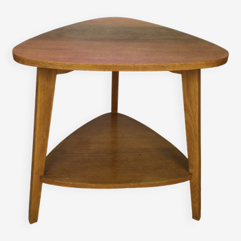 Table tripode en bois clair années 50