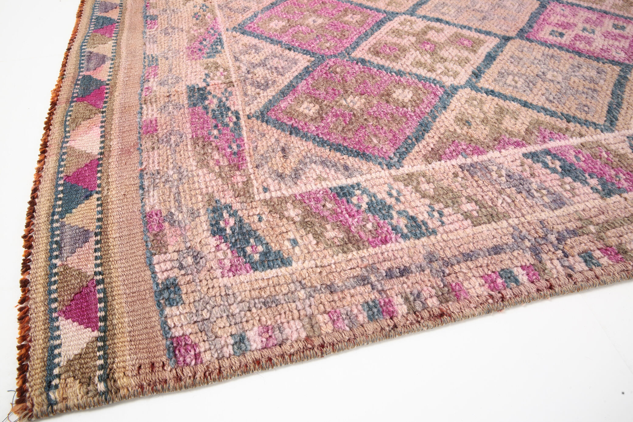 Navy blue & pink runner rug 83x380cm