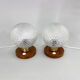 Pair of Midcentury Wood & Glass Table Lamps, 1970s